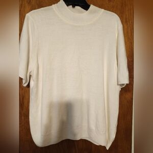 SAGHARBOR X2 BUNDLE of a Pink and a Cream Color Soft Short Sleeve Tops Size 2XL